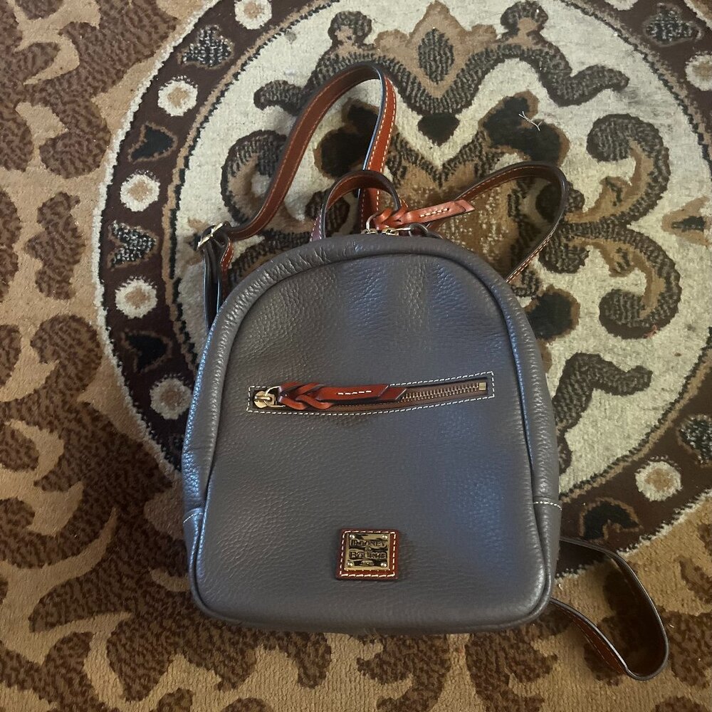 Dooney & Bourke Grey Mini Backpack with red interior